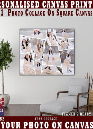 x11 COLLAGE SQUARE CANVAS PRINT{3N) (AOAY0282) BB