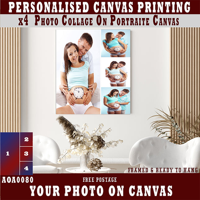 x4 Collage Portrait Canvas Print {R} (AOA0080)
