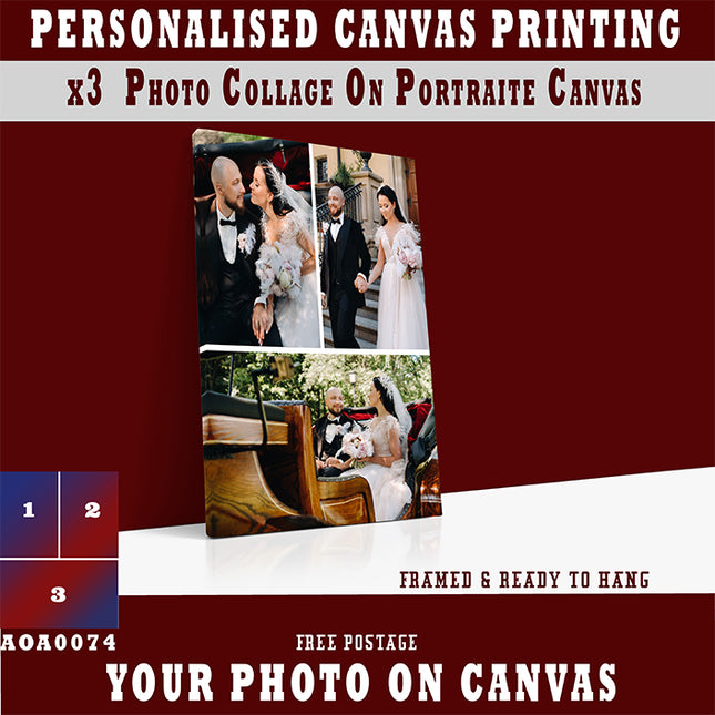 x3 Collage Portrait Canvas Print {R} (AOA0074)