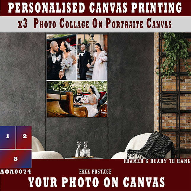 x3 Collage Portrait Canvas Print {M} (AOA0074)