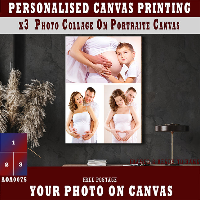 x3 Collage Portrait Canvas Print (AOA0075)