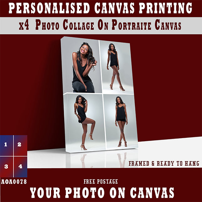 x4 Collage Portrait Canvas Print {Q} (AOA0078)