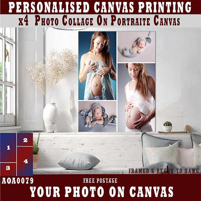x4 Collage Portrait Canvas Print (AOA0079)