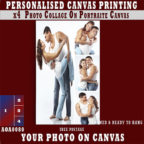 x4 Collage Portrait Canvas Print {N} (AOA0080)