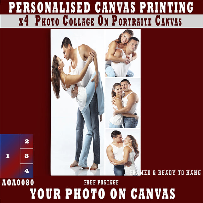 x4 Collage Portrait Canvas Print {N} (AOA0080)