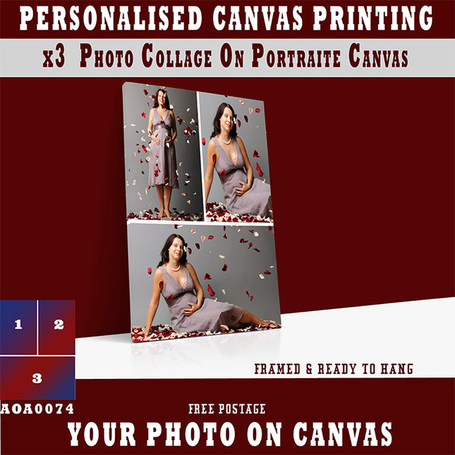 x3 Collage Portrait Canvas Print (AOA0074)