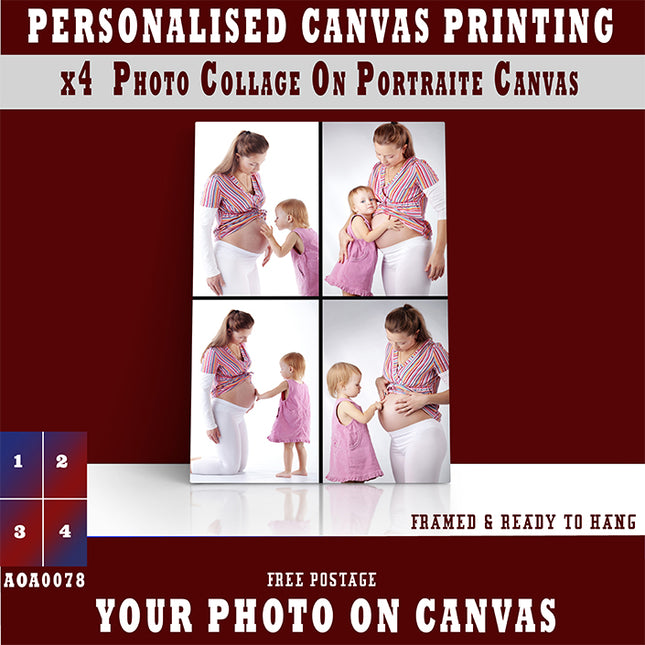 x4 Collage Portrait Canvas Print {M} (AOA0078)