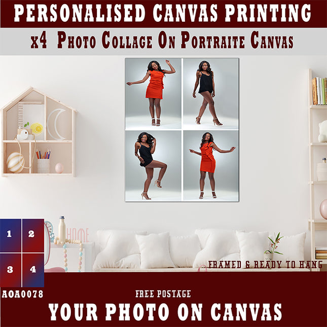 x4 Collage Portrait Canvas Print {Q} (AOA0078)