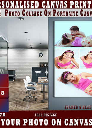 x4 Collage Portrait Canvas Print {Q} (AOA0076)
