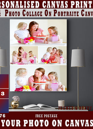 x4 Collage Portrait Canvas Print {Q} (AOA0076)