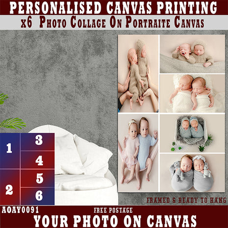 x6 Collage Portrait Canvas Print {N} (AOA0091)