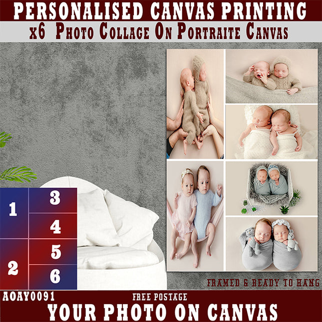 x6 Collage Portrait Canvas Print {N} (AOA0091)