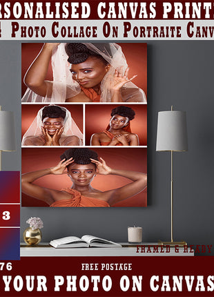 x4 Collage Portrait Canvas Print {Q} (AOA0076)