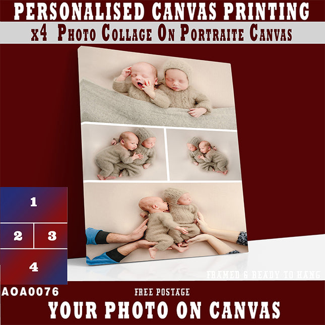 x4 Collage Portrait Canvas Print (AOA0076)