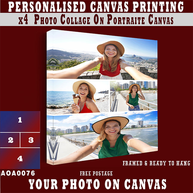 x4 Collage Portrait Canvas Print {Q} (AOA0076)