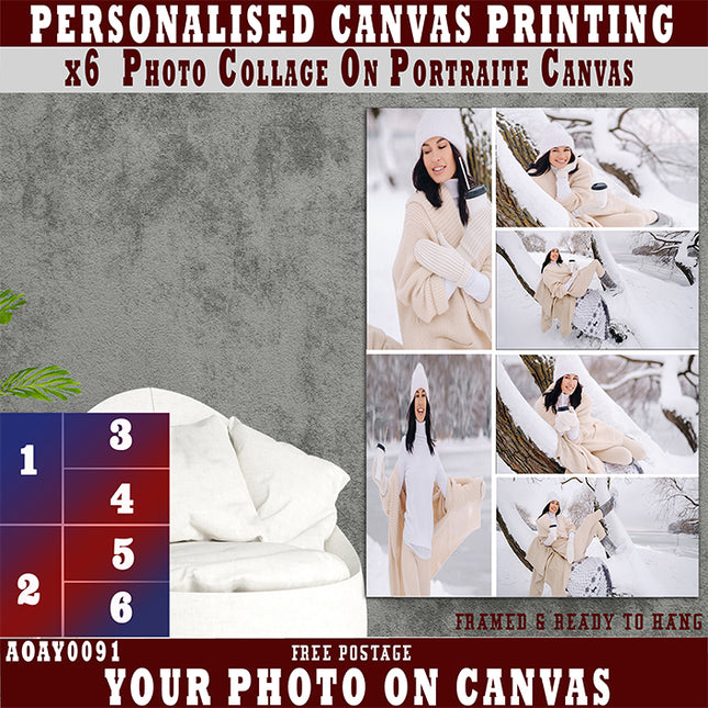 x6 Collage Portrait Canvas Print {R} (AOA0091)
