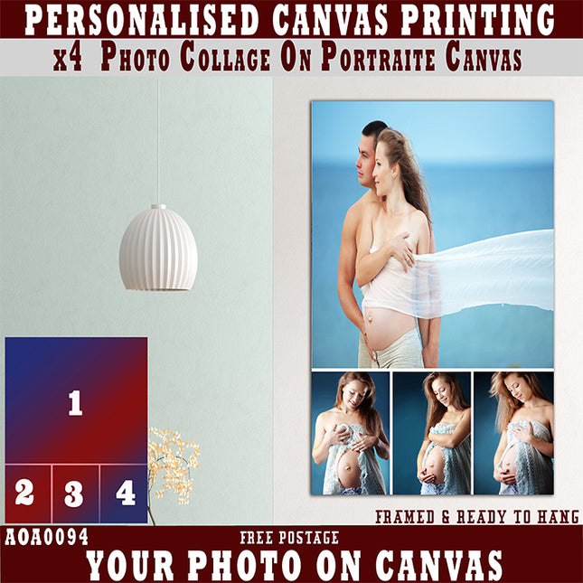x4 Collage Portrait Canvas Print {N} (AOA0094)