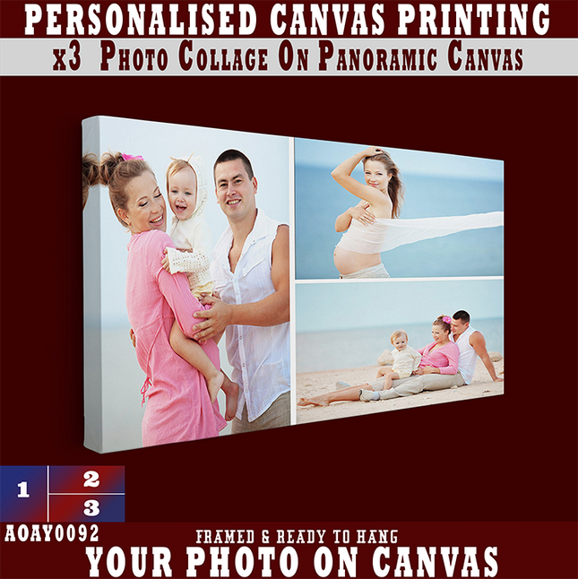 x3 Collage Panoramic Canvas Print {g} (AOAY0040)