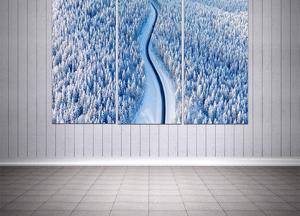 Aerial view on the road and forest at the winter time AOA13008 {x3}