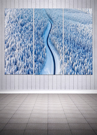 Aerial view on the road and forest at the winter time AOA13008 {x3}