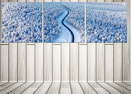 Aerial view on the road and forest at the winter time AOA13008 {x3}