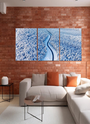 Aerial view on the road and forest at the winter time AOA13008 {x3}