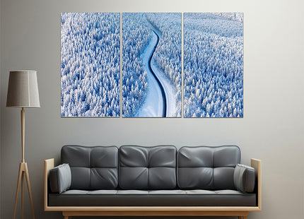 Aerial view on the road and forest at the winter time AOA13008 {x3}
