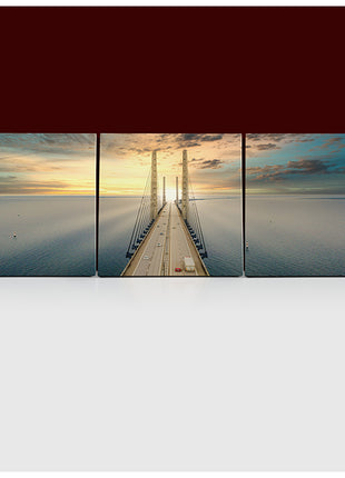 Beautiful aerial view Oresundsbron bridge Denmark & Sweden sunset AOA13017 {x3}