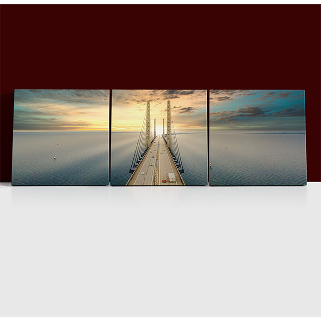 Beautiful aerial view Oresundsbron bridge Denmark & Sweden sunset AOA13017 {x3}