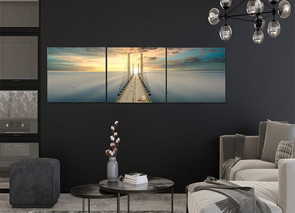 Beautiful aerial view Oresundsbron bridge Denmark & Sweden sunset AOA13017 {x3}