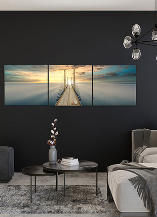Beautiful aerial view Oresundsbron bridge Denmark & Sweden sunset AOA13017 {x3}