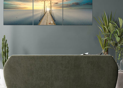 Beautiful aerial view Oresundsbron bridge Denmark & Sweden sunset AOA13017 {x3}