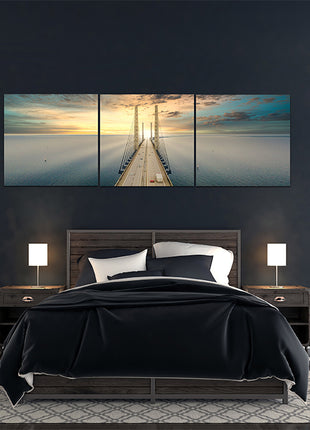 Beautiful aerial view Oresundsbron bridge Denmark & Sweden sunset AOA13017 {x3}