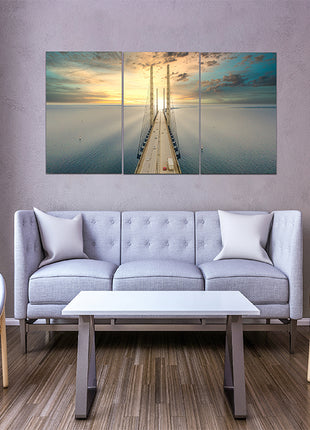 Beautiful aerial view Oresundsbron bridge Denmark & Sweden sunset AOA13017 {x3}