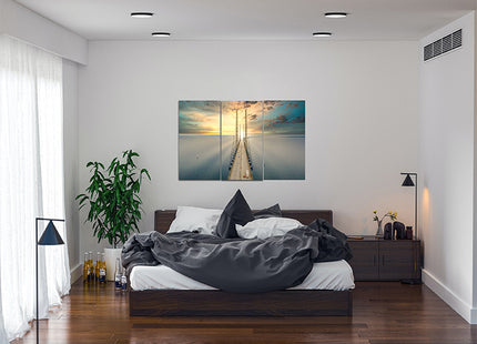 Beautiful aerial view Oresundsbron bridge Denmark & Sweden sunset AOA13017 {x3}