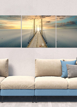 Beautiful aerial view Oresundsbron bridge Denmark & Sweden sunset AOA13017 {x3}