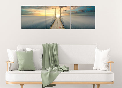 Beautiful aerial view Oresundsbron bridge Denmark & Sweden sunset AOA13017 {x3}