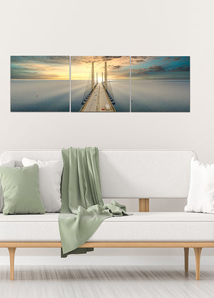 Beautiful aerial view Oresundsbron bridge Denmark & Sweden sunset AOA13017 {x3}