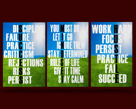 DISCIPLINE FAILURE PRACTICE, WORK HARD FOCUS PERSIST AOA13174 {3x}