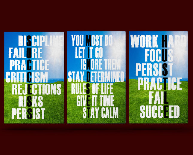 DISCIPLINE FAILURE PRACTICE, WORK HARD FOCUS PERSIST AOA13174 {3x}