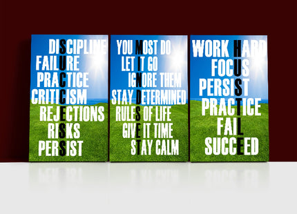 DISCIPLINE FAILURE PRACTICE, WORK HARD FOCUS PERSIST AOA13174 {3x}