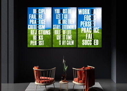 DISCIPLINE FAILURE PRACTICE, WORK HARD FOCUS PERSIST AOA13174 {3x}