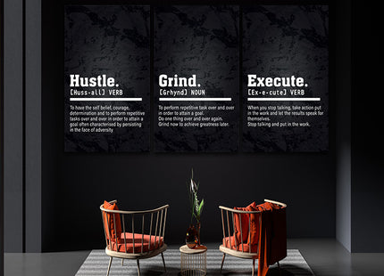 EXECUTE take action, GRIND To perform, Hustle  to have self belief AOA13175 {3x}
