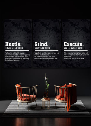 EXECUTE take action, GRIND To perform, Hustle  to have self belief AOA13175 {3x}