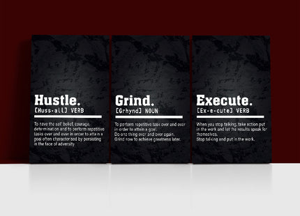 EXECUTE take action, GRIND To perform, Hustle  to have self belief AOA13175 {3x}