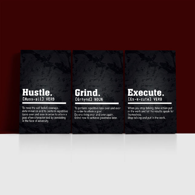 EXECUTE take action, GRIND To perform, Hustle  to have self belief AOA13175 {3x}