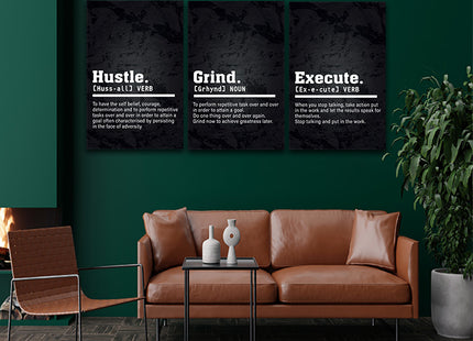 EXECUTE take action, GRIND To perform, Hustle  to have self belief AOA13175 {3x}