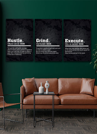EXECUTE take action, GRIND To perform, Hustle  to have self belief AOA13175 {3x}