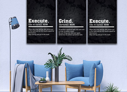 EXECUTE take action, GRIND To perform, Hustle  to have self belief AOA13175 {3x}