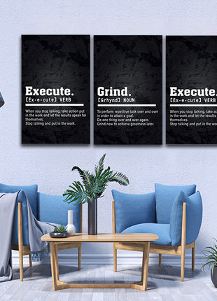 EXECUTE take action, GRIND To perform, Hustle  to have self belief AOA13175 {3x}